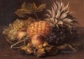 Uvas una piña Melocotones y avellanas en una cesta Flor de Johan Laurentz Jensen